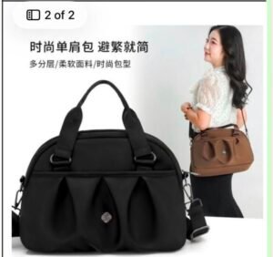 black multi-pocket nylon crossbody bag